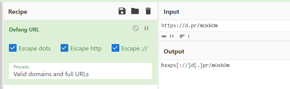Una captura de pantalla de CyberChef desactivando con éxito un correo electrónico